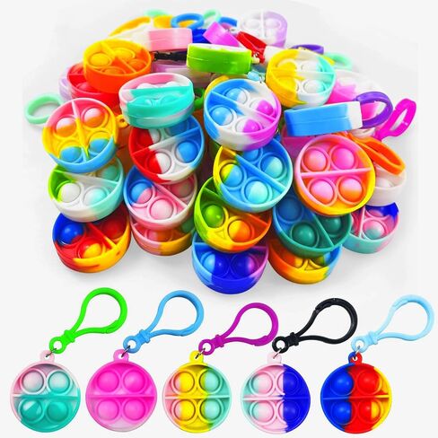 100 Pack Square Pop Pop-keychain keychain pop toys toys bulk party favor for Kids 4-8،8-12 year in Kuwait