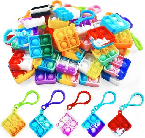 100 Pack Square Pop Pop-keychain keychain pop toys toys bulk party favor for Kids 4-8،8-12 year in Kuwait
