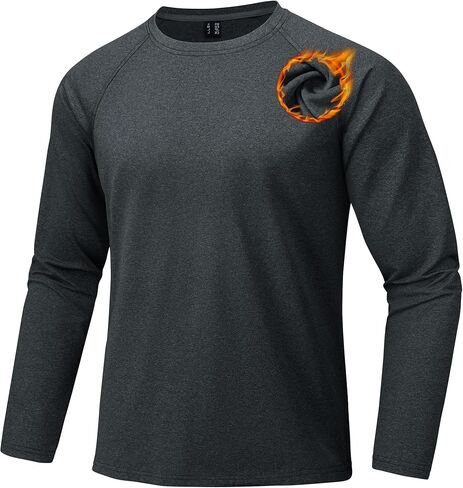 MAGCOMSEN Men's Thermal Long Sleeve Shirt Fleece Lined Base Layer Undershirt Atheltic Workout Top for Cold Weather in Saudi Arabia