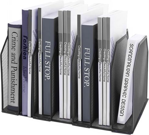 Desk File Organizer,Detachable Office Folder Organizer,Wrought Iron Paint is not Easy to Rust,Suitable for Home, School, Office Classrooms (Black - 7 grids) in Saudi Arabia