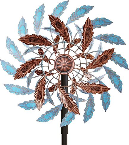 59 Inch Metal Peacock Wind Spinner, Double Wind Sculpture Metal Windmill Outdoor Décor, 360 Degrees Kinetic Wind Catcher Wind Mills for Garden Patio Yard Decor (Peacock B) in Saudi Arabia