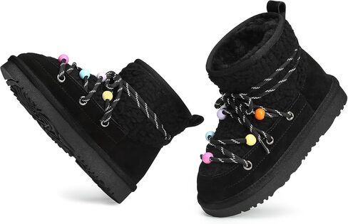 Stelle Girls Boys Snow Boots Kids Winter Ankle Boots Outdoor Sport Warm Lace-up Faux Fur Lined Lightweight Cute Shoes in Saudi Arabia