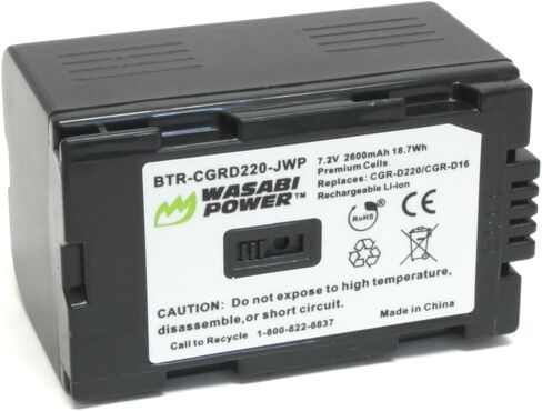Wasabi Power Battery for Panasonic CGR-D08, CGR-D14, CGR-D16, CGR-D120, CGR-D210, CGR-D220 (2600mAh) in Saudi Arabia