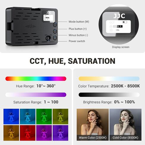 عصا سيلفي صغيرة قابلة للتمدد من JJC ومصباح فيديو RGB LED لسوني ZV-1 II ZV1 ZV-1F ZV1F ZV-E10 ZVE10 A7C II A7CR A6000 A6100 A7، Canon EOS R50 R100، Nikon Z30 Z50 Z5 Z6 Z7 والمزيد من الكاميرات in Kuwait