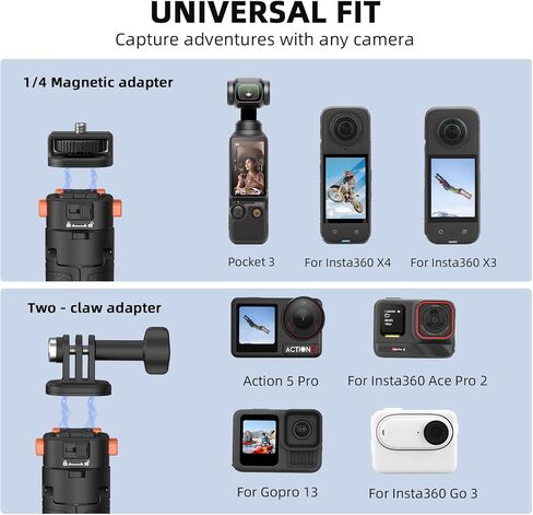 BRDRC 64in Pocket 3 Selfie Stick Tripod and Double Clamp Mount, Extendable Stand with Quick Release 1/4'' Screw and Umbrella Holder Camera Pole Bracket for Insta360 X4 X3 X2 Accessories in Saudi Arabia
