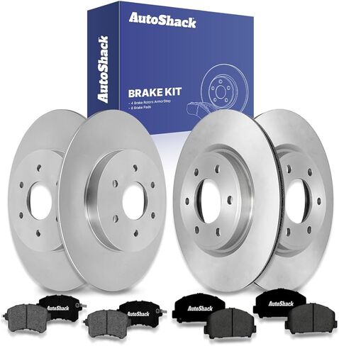 استبدال مجموعة فرامل Autoshack لعام 2017-2019 Nissan Armada 5.6L V8 AWD RWD الخلفية الأمامية المحفورة والقطط المغطى بالقرص الإلكترونية منصات الفرامل السيراميك BRK030645359 in Kuwait