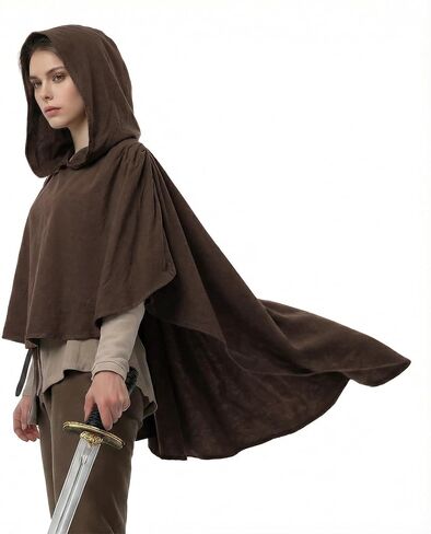 UQJE Medieval Hooded Cowl Post Apocalyptic Shawl Scarf Shaman Cowl Renaissance Hooded Shawl in Kuwait