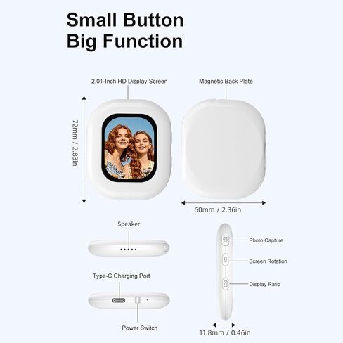 Yunseity Wireless Selfie Screen, Back Camera Screen 2.01 Inch 2.4G 5G WiFi Magnetic Phone Screen with Remote Control for Photo Taking Live Streaming, 3X Digital Zoom and Light in Saudi Arabia