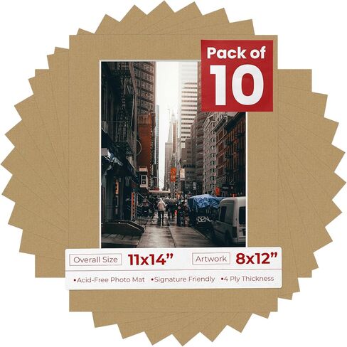 8x12 MAT لـ 11x14 الإطار - مجموعة أدوات عرض خالية من حمض Precut Mat Board مع لوحة احتياط in Kuwait