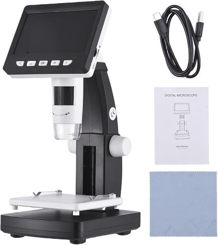 4.3 Inch Digital Microscope 1080P 50-1000X Magnification with Built - in Storage, Adjustable LED Light, USB 3.0 Connectivity - High Resolution IPS Screen, Multi - Platform Comp in Kuwait