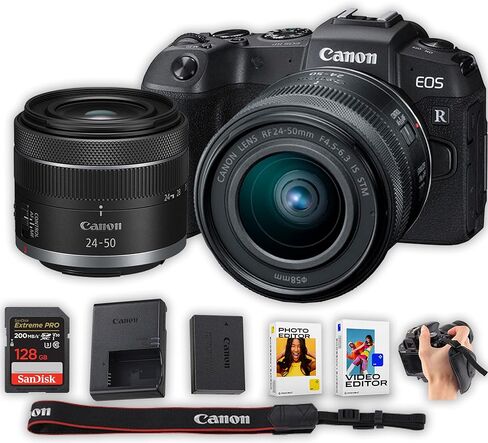 Canon EOS RP Mirrorless Digital Camera with RF24-50mm f/4.5-6.3 is STM Lens | 26.2MP Full-Frame CMOS Sensor + 128GB Extreme Speed Memory + Photo & Video Editing Software Pack-Essential Kit (Renewed) in Saudi Arabia