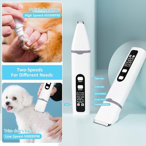 4 in 1 Dog Clippers Grooming Kit with LED Screen, Cordless Quiet Paw Trimmer & Nail Grinder, Rechargeable Waterproof Feet Ear Body Hair Shaver for Cats Dogs Pet Supplies in Saudi Arabia