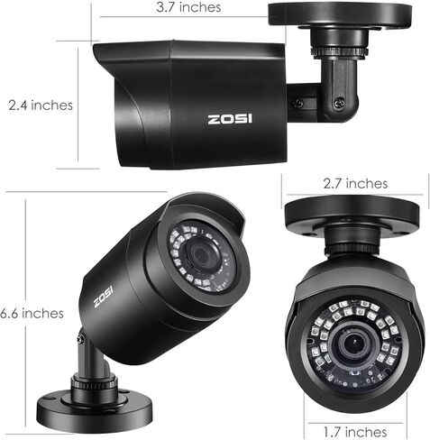 ZOSI 1080P 4 كاميرات مراقبة HD TVI، رؤية ليلية 80 قدمًا، كاميرا رصاصة داخلية مقاومة للطقس في الهواء الطلق لنظام 1080P/5MP/4K HD TVI التناظري CCTV DVR (متجدد) in Saudi Arabia
