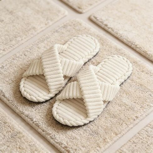 Ladies' Comfortable Slippers with Cross Strap and Memory Foam - Soft Fleece Lining Anti-Slip Indoor and Outdoor To-Showing Shoes in Saudi Arabia