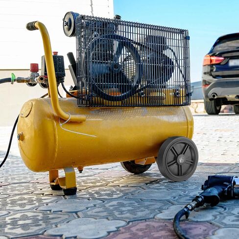 عجلات ضاغط الهواء MECCANIXITY مقاس 5 بوصات بديلة للعجلات العالمية لمعظم ضواغط الهواء، مما يزيد من القدرة على المناورة مع حزمة بقطر 0.5 بوصة مكونة من قطعتين، أسود in Kuwait