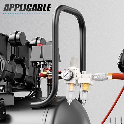 1/4" NPT Air Drying System, Double Air Filters with 150 PSI Gauge and Valve Shut Off Switch for Plasma Cutter and Paint Spray, Manual Drain in Saudi Arabia