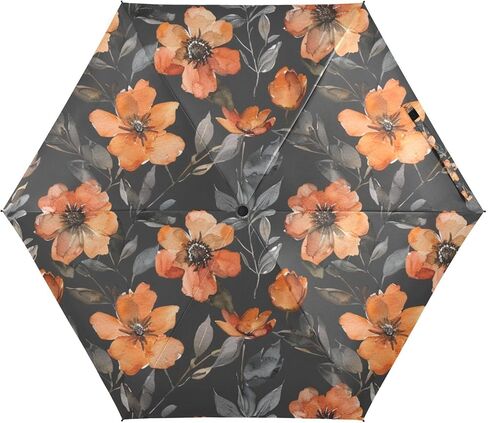 جيبوني الفراشات الداكنة مع الزهور المتفتحة مظلات سفر صغيرة للمطر، مظلة صغيرة مدمجة مقاومة للماء ومضادة للأشعة فوق البنفسجية وخفيفة الوزن وقابلة للحمل in Kuwait