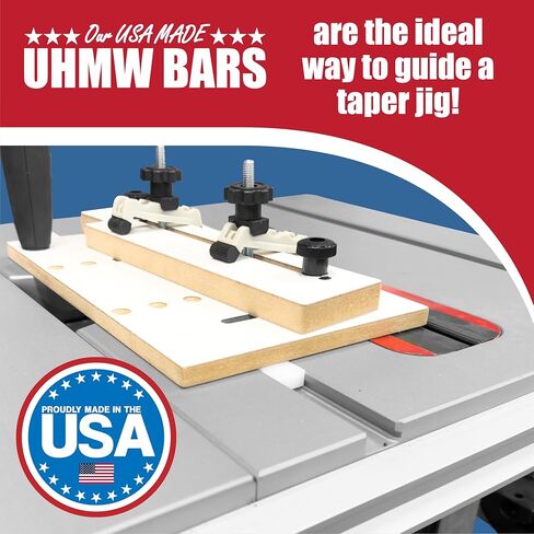 36 Inch Table Saw Miter Bar, Premium USA Made UHMW Strips w/Predrilled Holes & Screws, 3/4" x 3/8" Miter Bars for Table Saw Sled Kit, Build Crosscut Sleds, Custom Jigs - Pack of 2 in Saudi Arabia