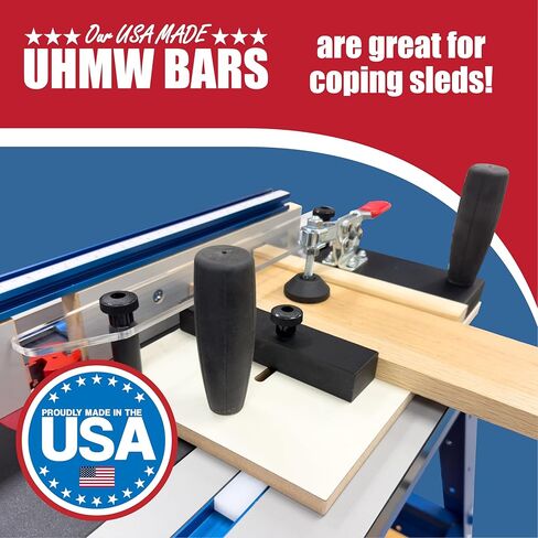 36 Inch Table Saw Miter Bar, Premium USA Made UHMW Strips w/Predrilled Holes & Screws, 3/4" x 3/8" Miter Bars for Table Saw Sled Kit, Build Crosscut Sleds, Custom Jigs - Pack of 2 in Saudi Arabia