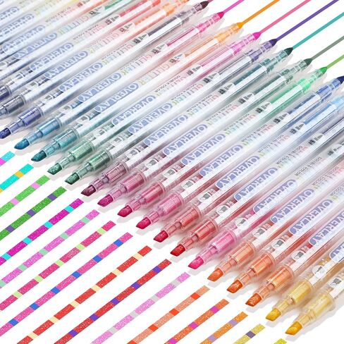 miikoul Double Tip Highlighters 12PCS 24 Colors Magic Markers Chisel and Bullet Tips Color Changing Highlighter Markers for Kids, Bible Study, Adult Coloring, Back to School Supplies in Saudi Arabia