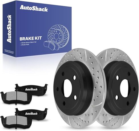 AutoShack Rear Brake Rotors Ceramic Brake Pads | Replacement for 2005-2010 Jeep Grand Cherokee 2006-2010 Commander 3.0L 3.7L 4.7L 5.7L 6.1L V6 V8 4WD AWD RWD | 6-PC Brake Kit in Saudi Arabia