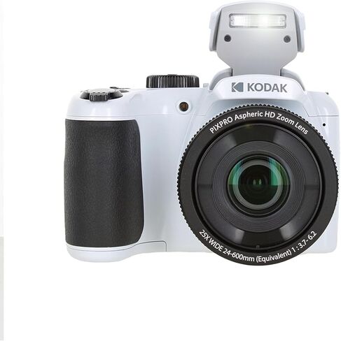 حزمة كاميرا Kodak Pixpro AZ255 الرقمية باللون الأبيض (AZ255WH) تتضمن: بطاقة ذاكرة سعة 128 جيجابايت، بطاريات قابلة لإعادة الشحن، حقيبة، حامل ثلاثي مرن، حزام للرقبة، أغطية عدسات، مجموعة تنظيف كاملة، المزيد من الملحقات in Kuwait
