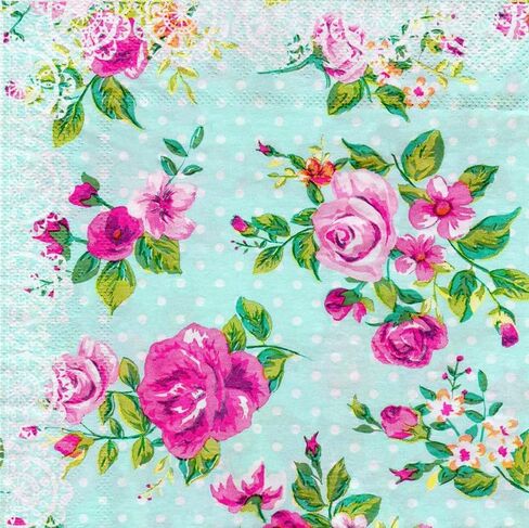 40 Count Paper Napkins,Designed Butterfly Prints Cocktail Napkins,Serviettes Napkins for Wedding,Dinner and Party,Paper Luncheon Napkins 2-Ply,6.5x6.5 Inch,(Flower/11) in Kuwait