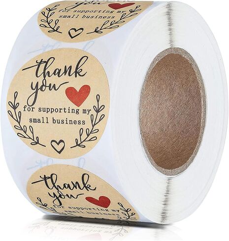 شكرًا لك على دعم ملصقات الأعمال الصغيرة ، وعلامات مستديرة 2 بوصة ، و 500 عدد ، وتصميم الورق Kraft in Kuwait