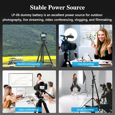 Tectra USB-C PD to LP-E6 Dummy Battery, LP-E6N AC Power Adapter for Canon EOS 90D 80D 70D 60D R R5 R6 5D Mark II III IV, 6D Mark II, 7D Mark II Cameras in Saudi Arabia