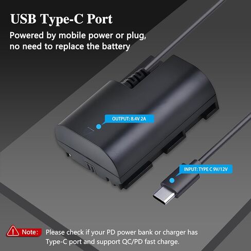 Tectra USB-C PD to LP-E6 Dummy Battery, LP-E6N AC Power Adapter for Canon EOS 90D 80D 70D 60D R R5 R6 5D Mark II III IV, 6D Mark II, 7D Mark II Cameras in Saudi Arabia