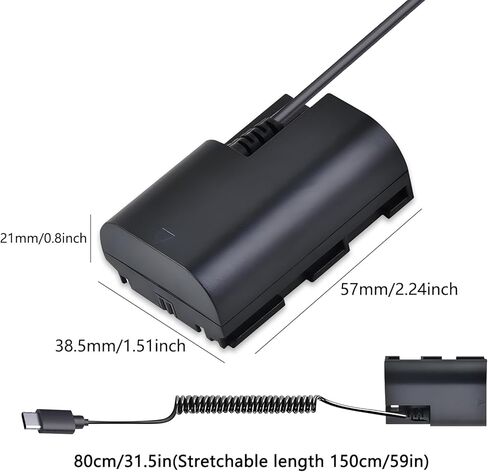 Tectra USB-C PD to LP-E6 Dummy Battery, LP-E6N AC Power Adapter for Canon EOS 90D 80D 70D 60D R R5 R6 5D Mark II III IV, 6D Mark II, 7D Mark II Cameras in Saudi Arabia