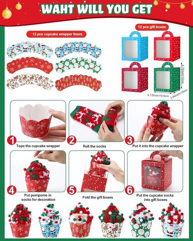 Foaincore 12 Pair Christmas Cupcake Socks Bulk Women Fuzzy Socks Soft Fluffy Cozy Slippers Winter Warm Plush Stocking with Gift Box Xmas Holiday Gifts for Her in Saudi Arabia