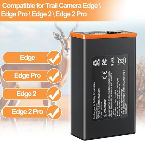 2 Pack Rechargeable Battery for Edge Series Cellular Trail Camera 6000mAh Battery Replacement Compatible with Moultrie Edge, Edge PRO, Edge 2, Edge 2 PRO-Black Color in Saudi Arabia