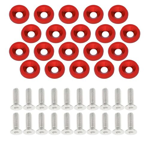 20pcs M6 × 20mm CNC غسالة الألومنيوم ومجموعة الترباس-السحابات 6 ألوان Bay Bay لللباس من أجل Fender ، المصد ، ألواح الجسم (أحمر) in Kuwait