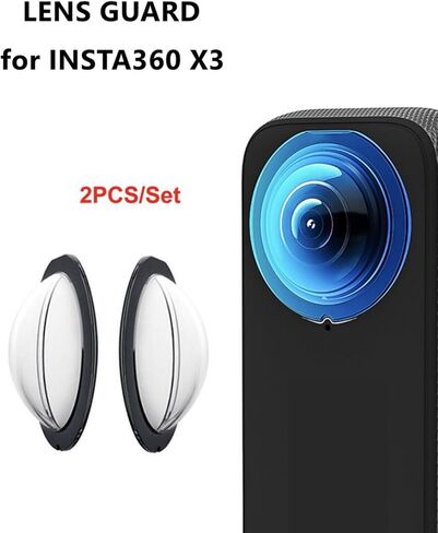واقي عدسة لجهاز Insta360 X3، غطاء عدسة واقٍ للكمبيوتر الشخصي، حافظة حماية عدسة مزدوجة لاصقة، ملحقات كاميرا الحركة، شفاف شفاف، قطعتان من واقيات العدسات المزدوجة in Kuwait