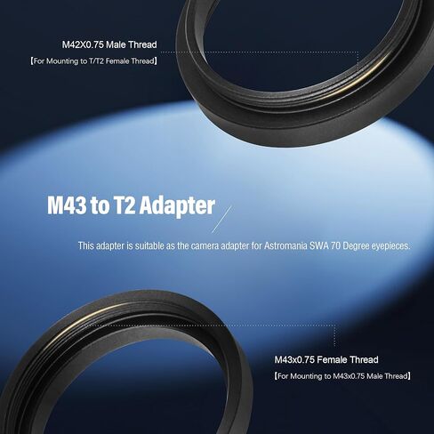 محول تلسكوب من Astromania M43x0.75 أنثى إلى M42X0.75 T / T2 ذكر - حزمة مع - محول حلقة T لنيكون in Saudi Arabia