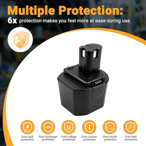 استبدال البطارية لبطاريات Ryobi 9.6V B-9620F2 1400669، بطارية Ni-CD عالية السعة 1500 مللي أمبير في الساعة متوافقة مع أدوات الطاقة اللاسلكية BD-90، HP961، CTH962K in Kuwait