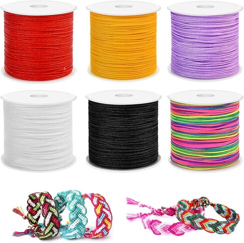 12 Rolls Nylon String للأساور وسلسلة GIMP لصنع المجوهرات والأساور المضفرة و Macrame Craft in Kuwait