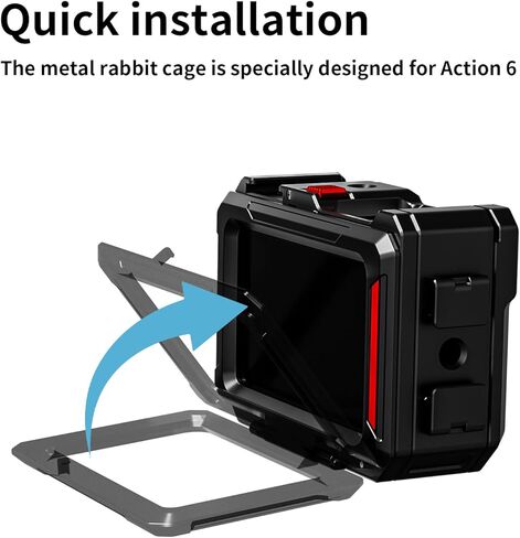قفص كاميرا لحقيبة Dji Osmo Action 6، قاعدة ألومنيوم قابلة للتحرير مع خيط 1/4 بوصة وموصل قابل للطي للحوامل الثلاثية، غطاء حماية عدسة السيليكون، يدعم التصوير الرأسي والأفقي in Saudi Arabia