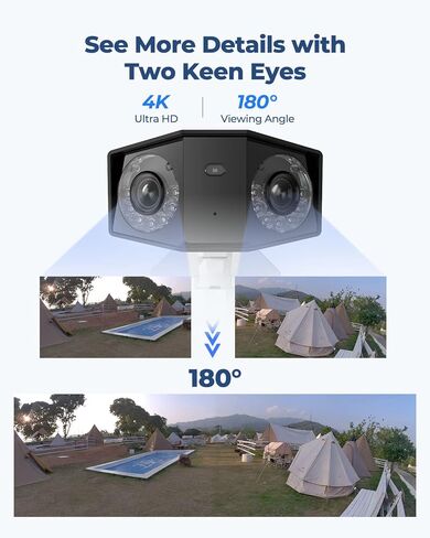 كاميرا حماية مزدوجة العدسات من ريولينك RLA-BKC1 + Duo 2 PoE 4K، رؤية بانورامية 180 درجة، رؤية ليلية ملونة، اكتشاف ذكي in Kuwait
