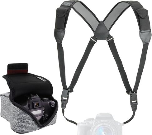 USA Gear Camera Sleeve (Gray Woven) + Chest Harness (Black) – Bundle in Saudi Arabia