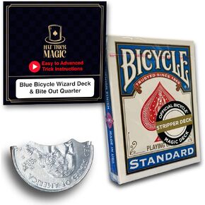 Red Back Wizard Deck and Bite Out Quarter Trick Kit Includes Replacement Rubber Bands in Kuwait
