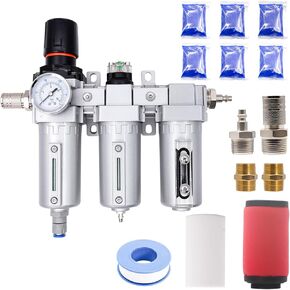 مجفف هواء صناعي 3/4 بوصة NPT للضاغط، نظام تجفيف هواء 4 مراحل مع مرشحات 5 ميكرون و0.01 ميكرون، تصريف تلقائي، مناسب لقاطع البلازما ورذاذ الطلاء in Kuwait