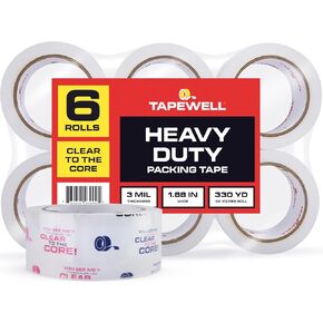 Clear Packing Tape, 1.88 Inches x 54.6 Yards, Heavy Duty Tape with 3'' Core, Pack of 12 in Kuwait