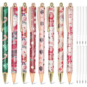 Wy Wyyuan 8 PCS Pink Sparkly Ambens for Women - Proper Point Pens مع 10 عبوات ، أقلام فتاة أنيقة للمكتب ، المدرسة ، هدايا عيد الميلاد والتخرج (تلميح وردي) in Kuwait