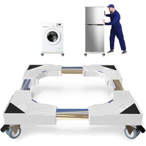 Appliance Dolly Cart with 4 Locking Wheels Mini Fridge Stand Adjustable 16"-26" Universal Mobile Roller for Portable Washer, Dryer, Refrigerator, Furniture, Black in Saudi Arabia