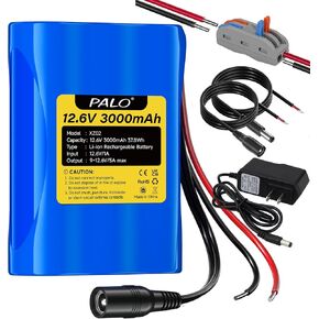 12V 3000mAh Rechargeable Li-ion Battery,Bare Leads Wire Replacement Battery Pack with Charger Compatible with 12 Volt Devices in Kuwait