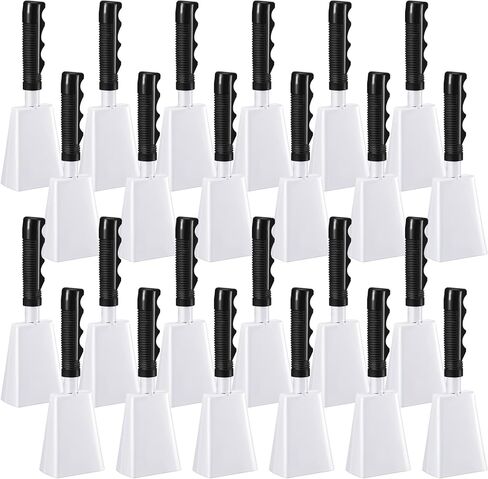 Boao 24 Pack Cow Bell مع مقابض 8 بوصة صانعي الضوضاء Cowbells للأحداث الرياضية الهتاف Bell Loud Cowbell Bulk للحصول على ألعاب كرة القدم التخرج حزب الإيقاع الموسيقي (White) in Saudi Arabia