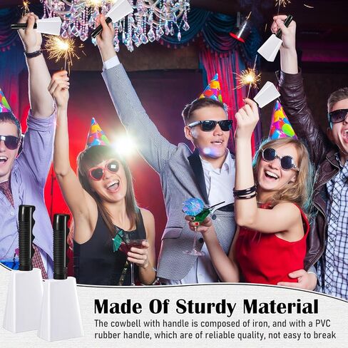 Boao 24 Pack Cow Bell مع مقابض 8 بوصة صانعي الضوضاء Cowbells للأحداث الرياضية الهتاف Bell Loud Cowbell Bulk للحصول على ألعاب كرة القدم التخرج حزب الإيقاع الموسيقي (White) in Saudi Arabia