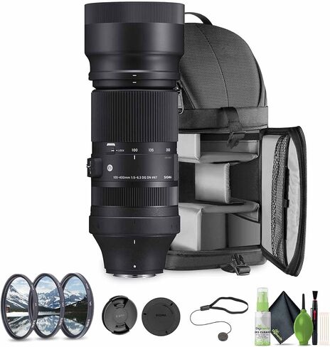 Sigma 100-400mm f/5-6.3 DG DN OS Contemporary Lens FUJIFILM X (MFR Part # 750975) Bundle. Ideal for Professional Portraits Weddings Indoor/Outdoor Adventure, Wildlife, Travel, Photo use + Accessories in Saudi Arabia